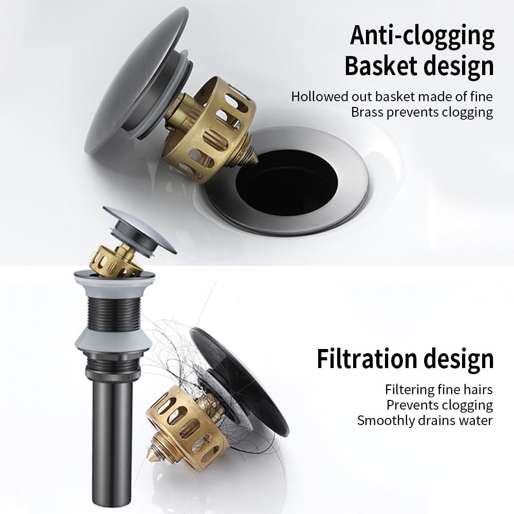YZZY Pop-up Drain with Overflow and Hair Catcher 1
