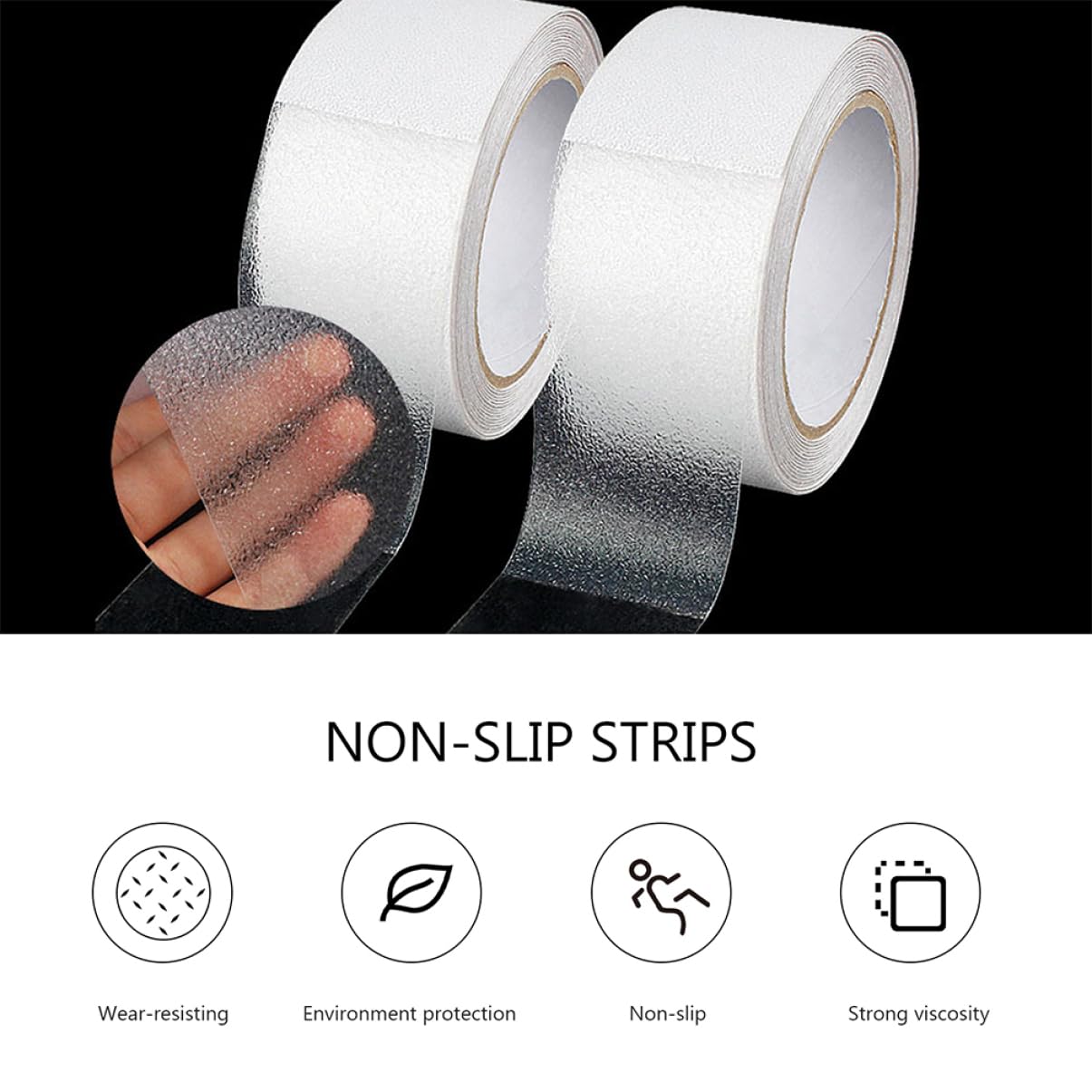 ULTECHNOVO 2 Rolls Non-Slip Transparent Duct Tape for Stairs and Pool