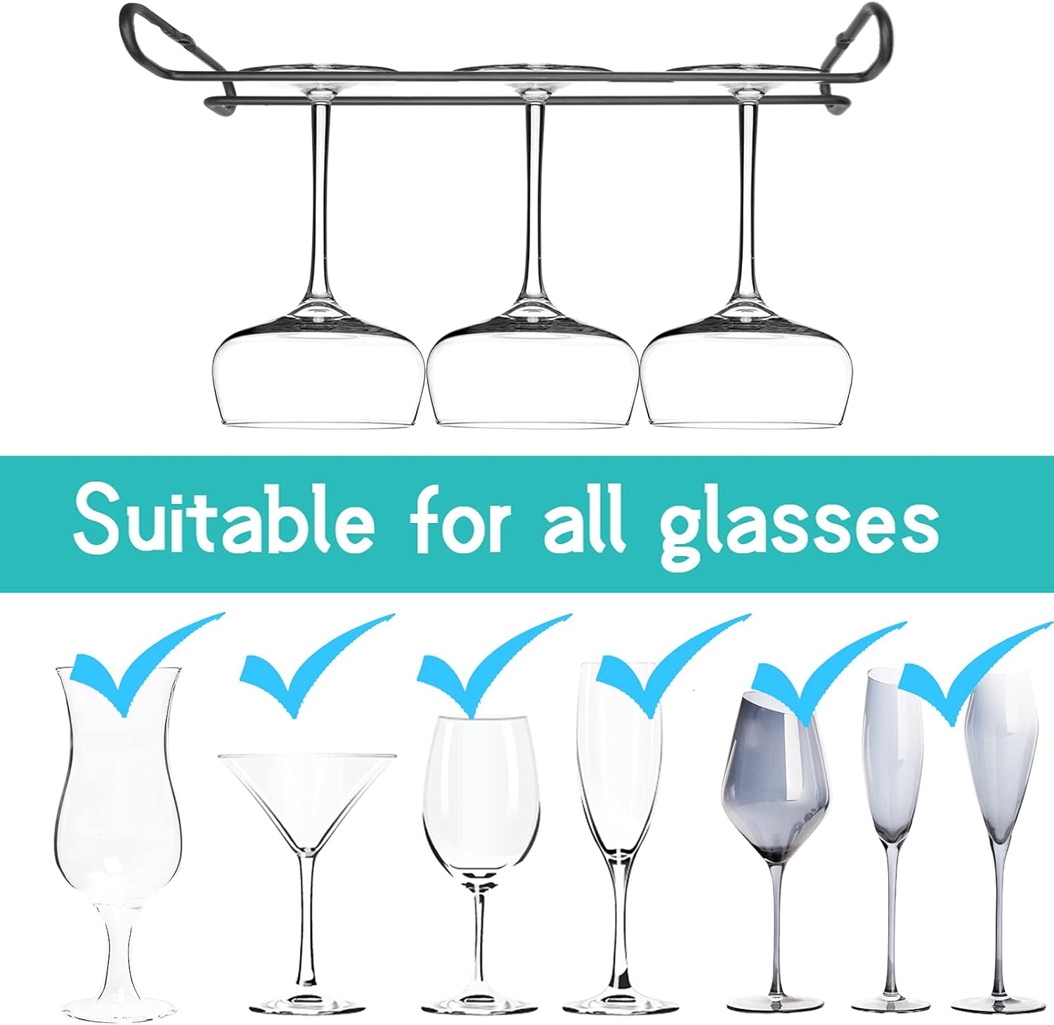 Eastbao 10 Inch Wine Glass Rack Under Cabinet Set of 4