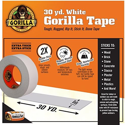 Gorilla White Duct Tape 30 Yd Pack of 2