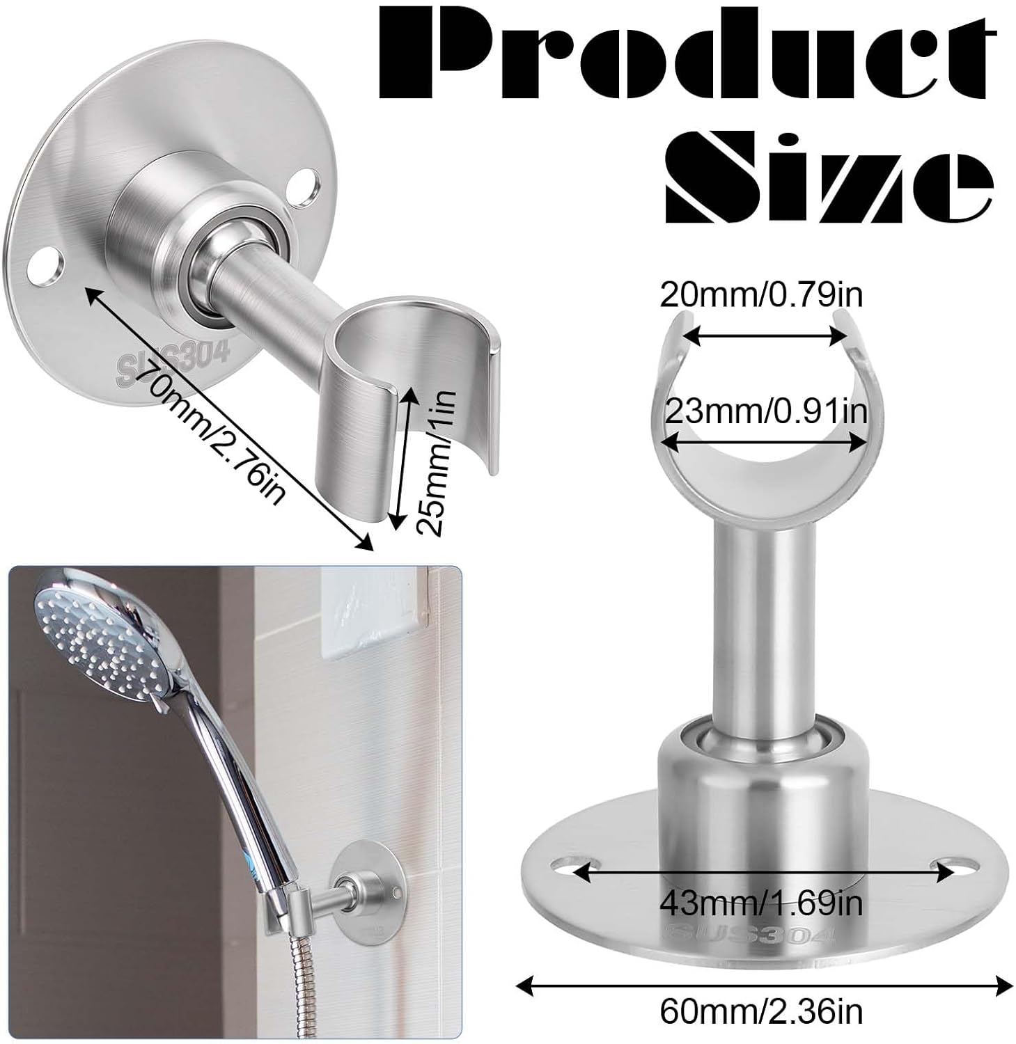 Sliverdew 360 Adjustable Stainless Steel Shower Head Holder 1