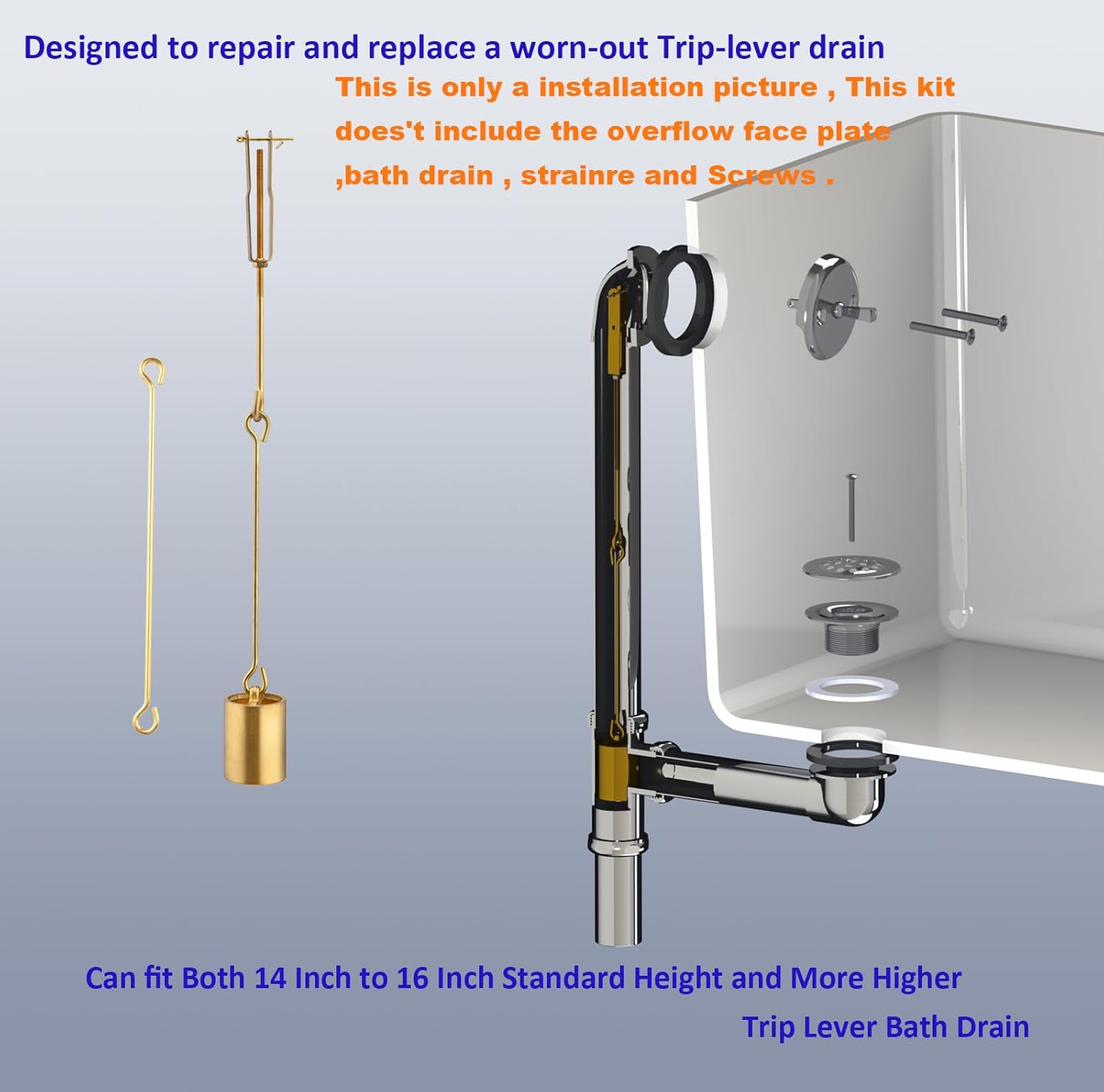 Artiwell Tub Drain Linkage Assembly Solid Brass