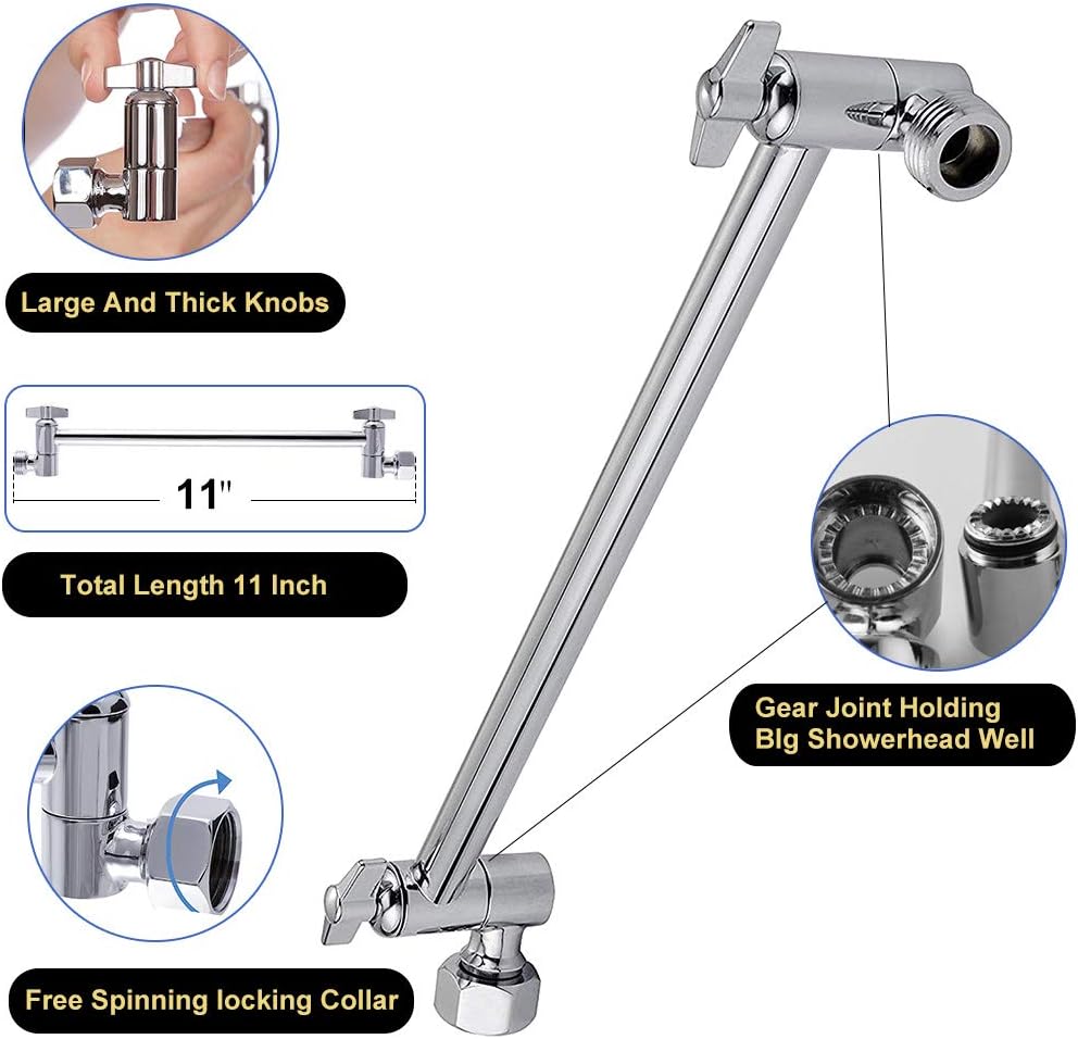 NearMoon Rain Shower Head with 11 Adjustable Arm