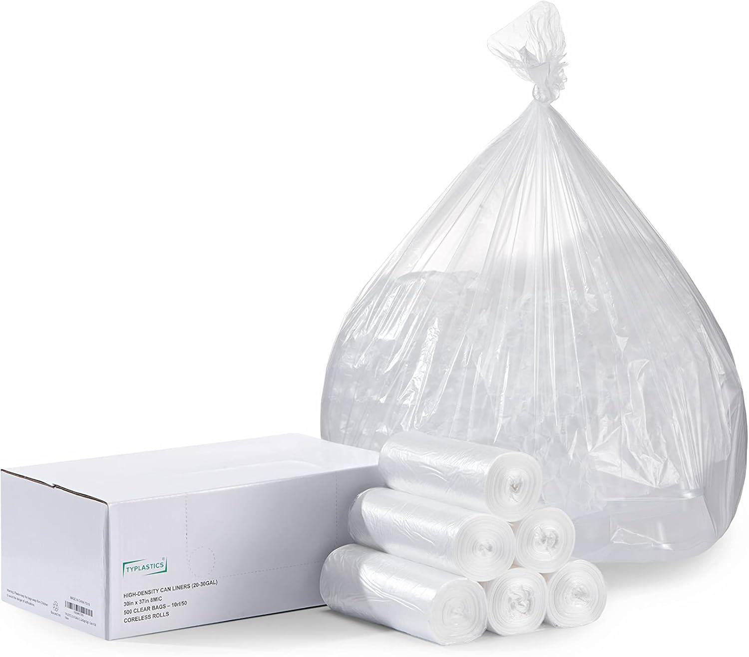 TYPLASTICS 20-30 Gallon Clear Trash Can Liners - Case of 500