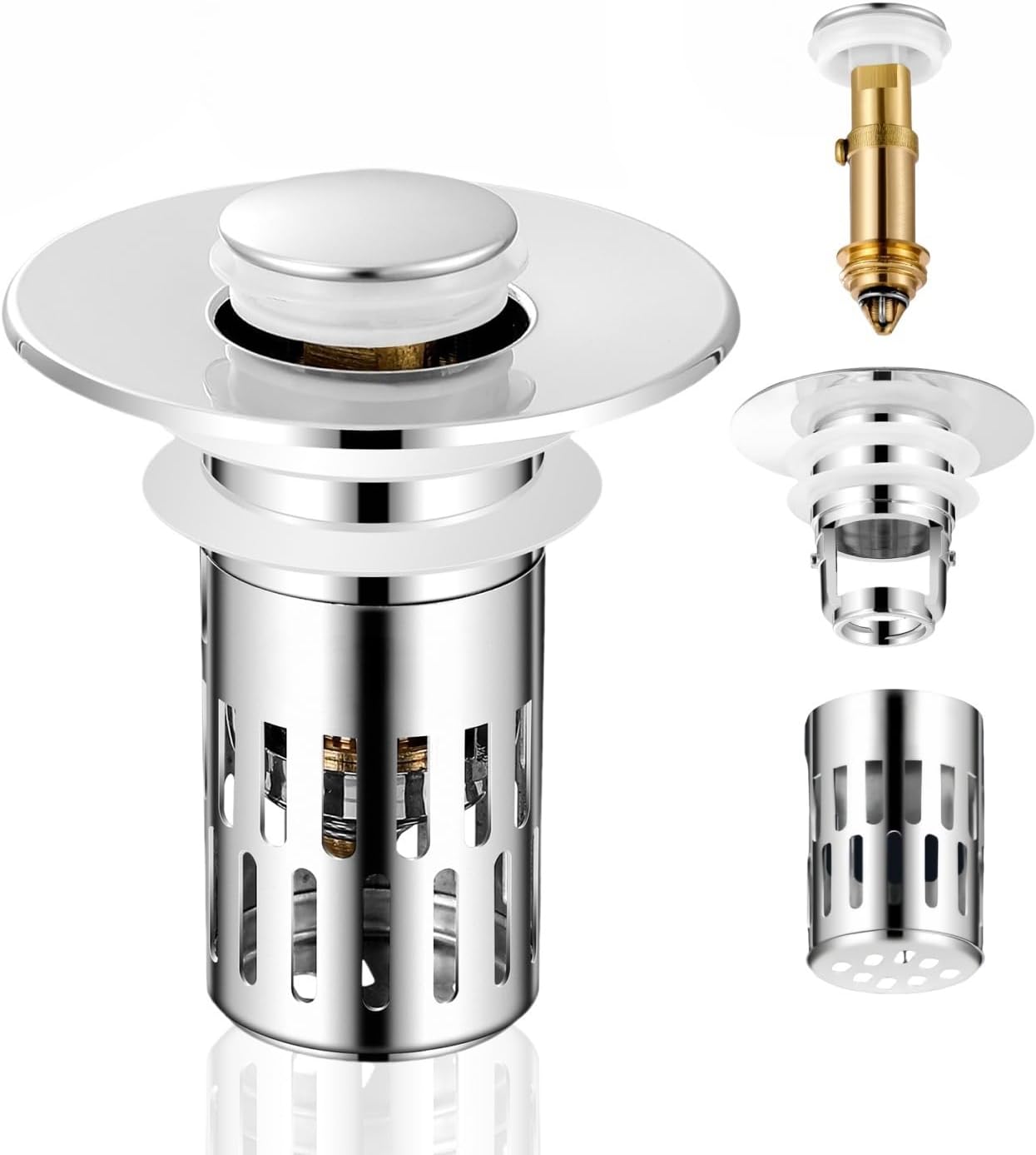 ZONCIHO Pop Up Sink Drain Strainer with Stainless Steel Basket