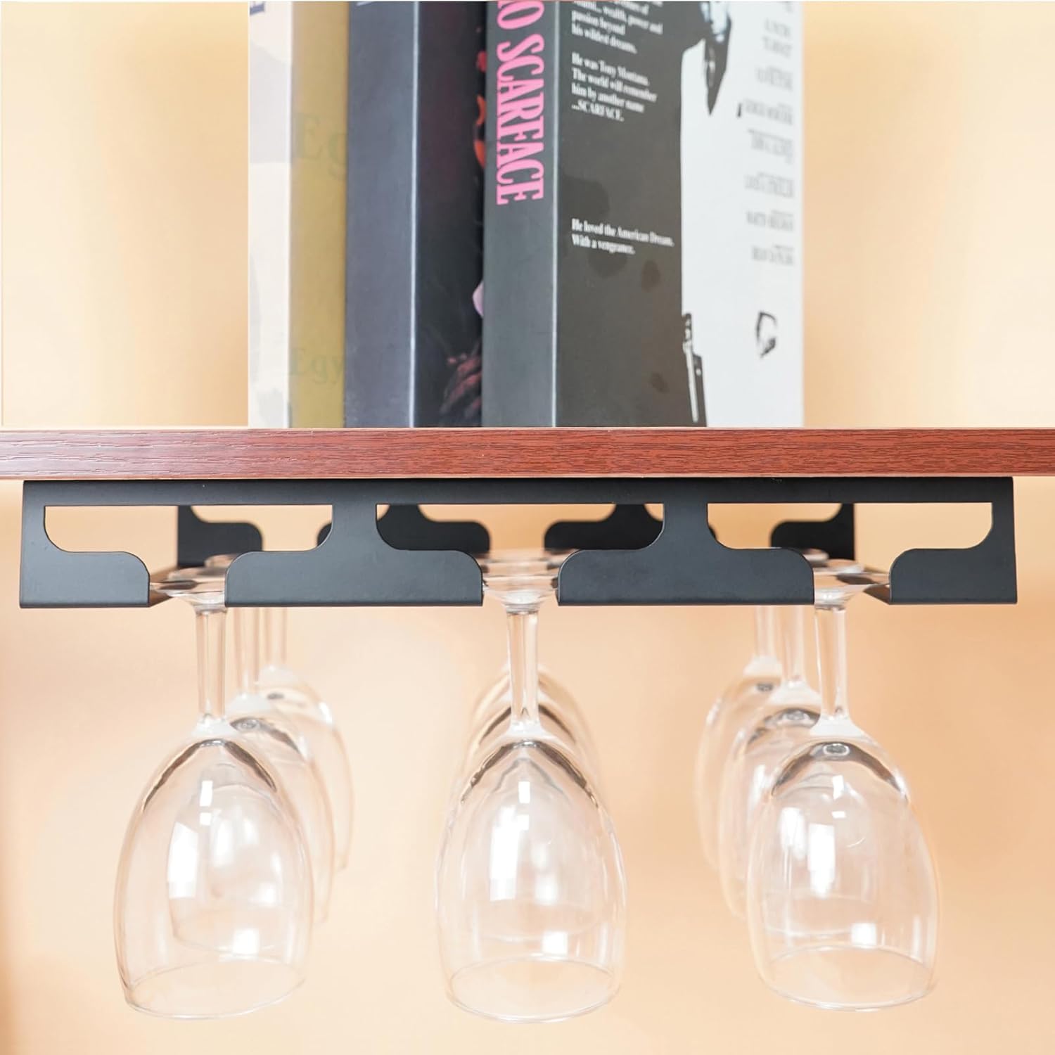Wine Glass Rack Holder - 3 Rows Metal Cabinet Organizer for Bar Kitchen