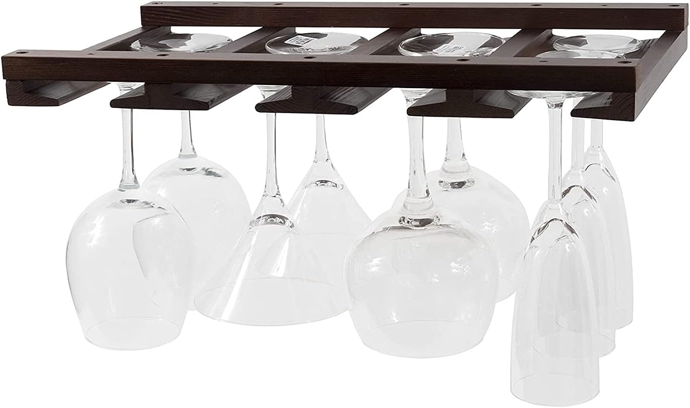 Rustic State 4 Sectional Wine Glass Holder - Chestnut Stained
