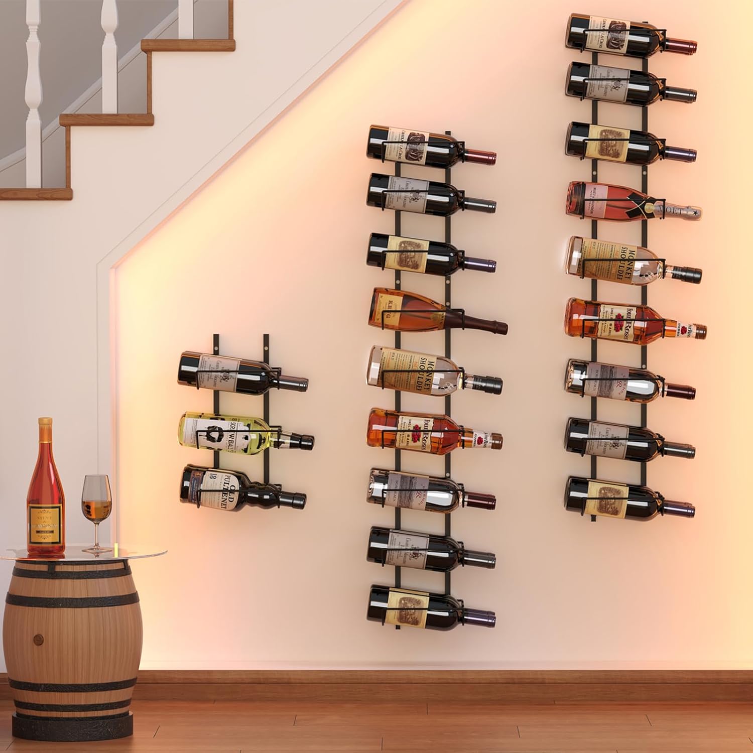 JKsmart 24 Bottles Wall Wine Rack - Matte Black Adjustable