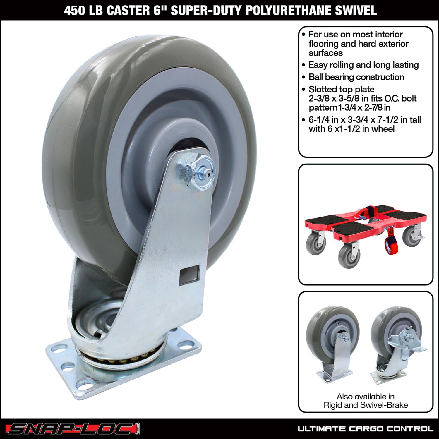 SNAP-LOC 6 Super Duty Swivel Caster Wheels