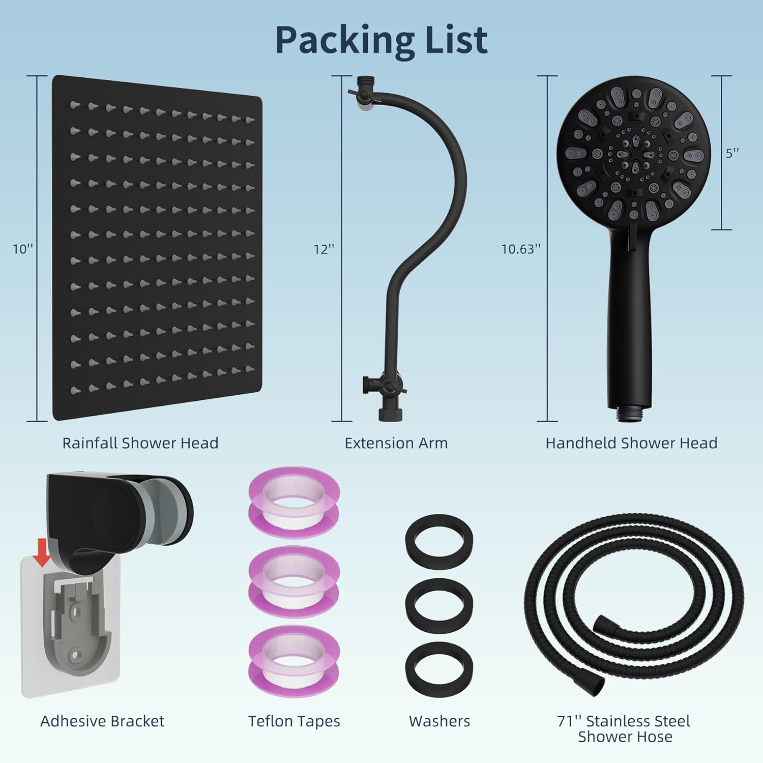 Hibbent All Metal High Pressure 7-Spray Shower Combo