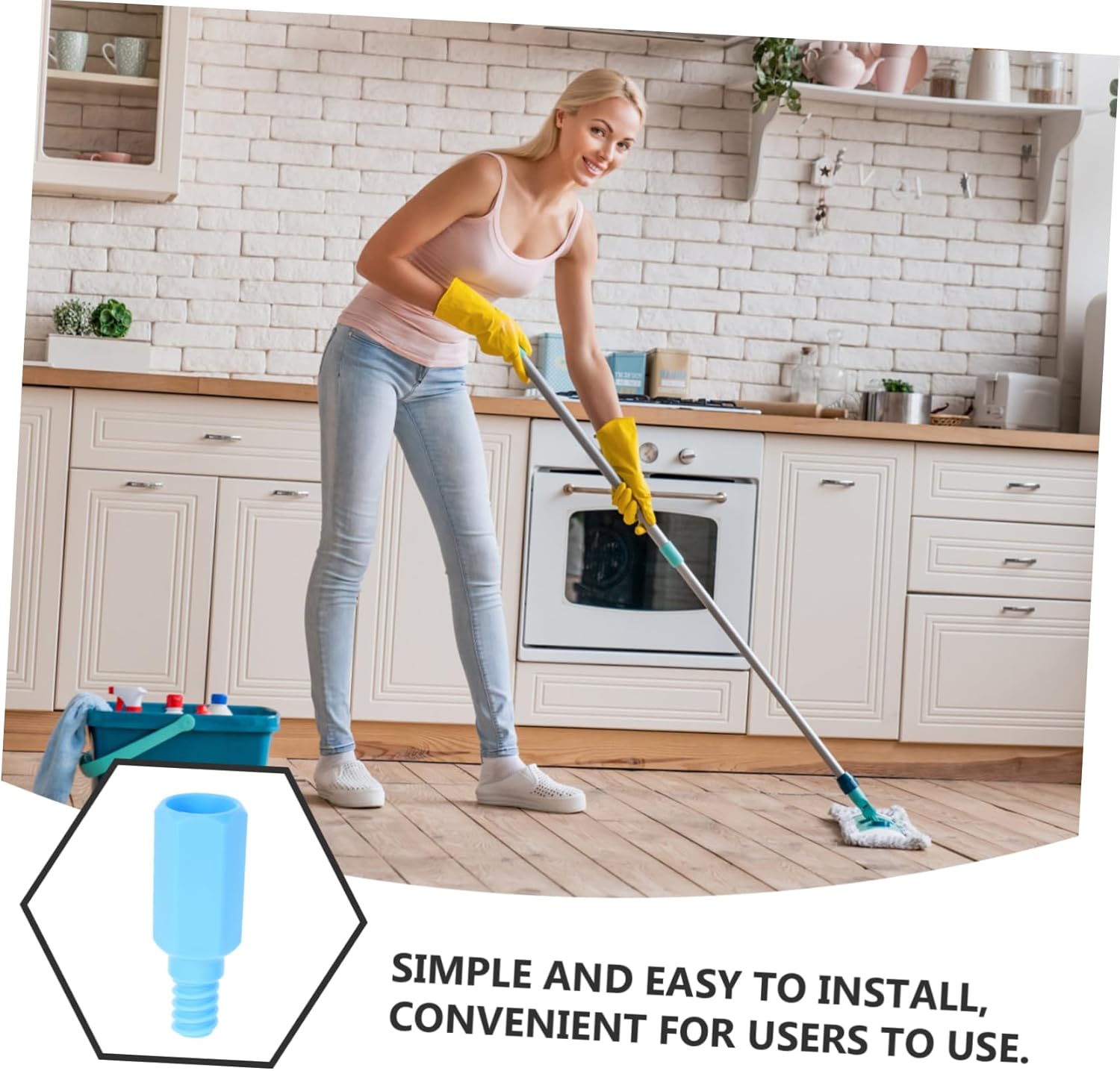 Threaded Head Mop Rod Adapter for Broom Handles