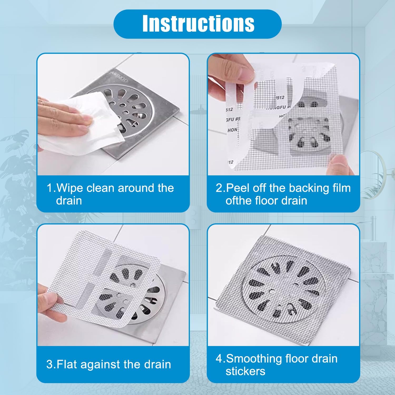 50PCS Pack Disposable Hair Catcher Shower Drain Cover
