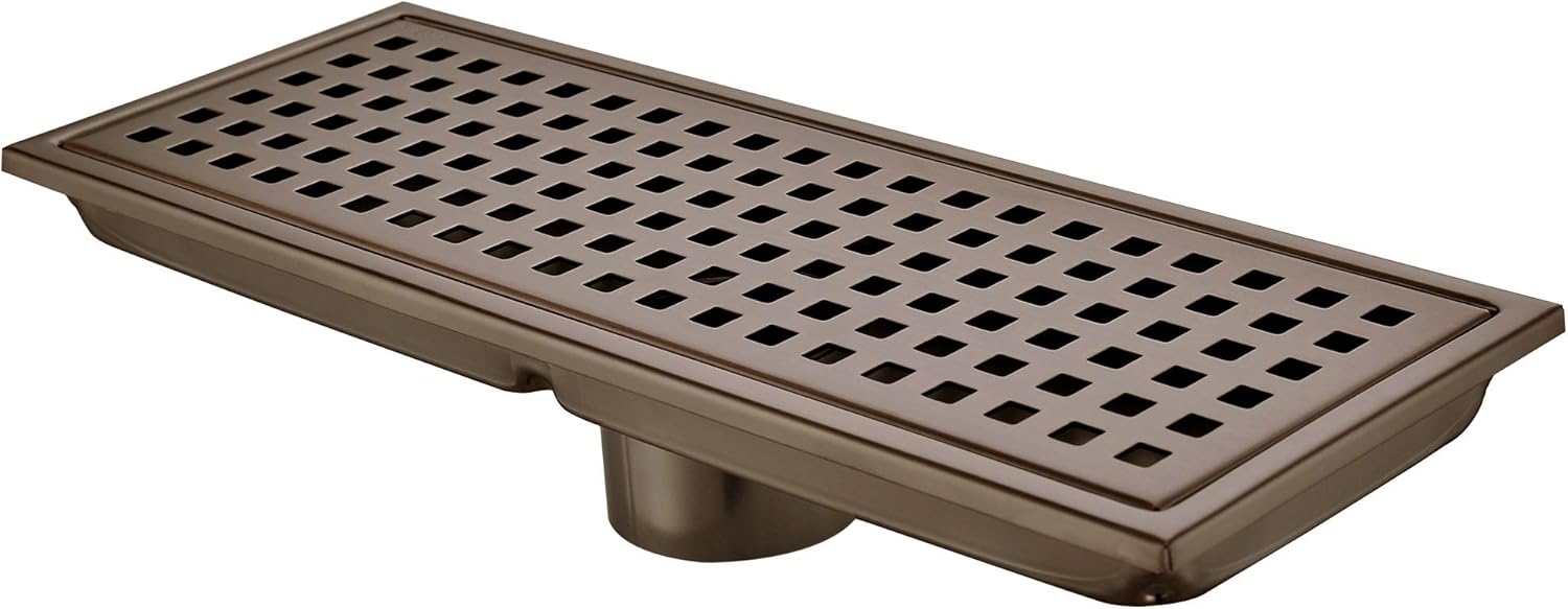 Linear Shower Floor Drain 12 Inch Brushed Bronze