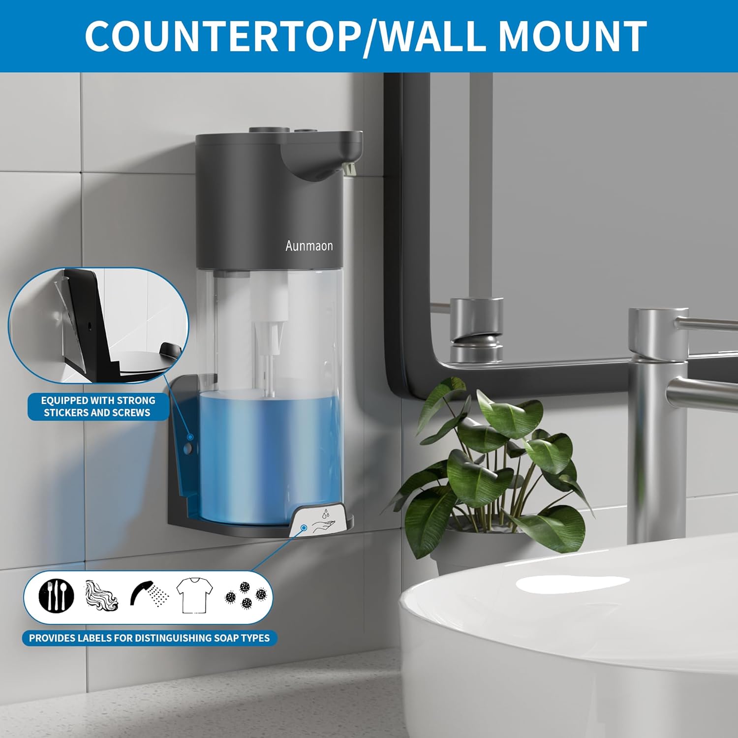 Aunmaon Touchless Auto Soap Dispenser with 15 Levels Adjustment