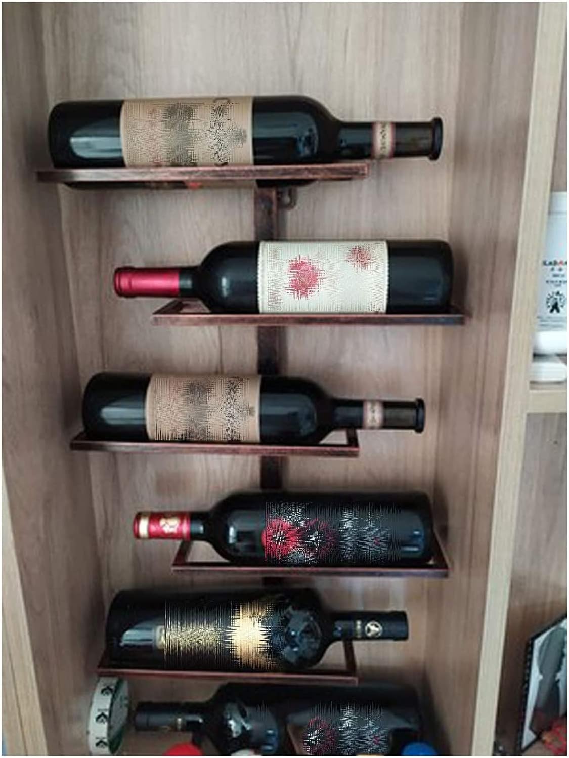ALDEPO Wall-Mounted Wine Rack 6 Bottles Bronze