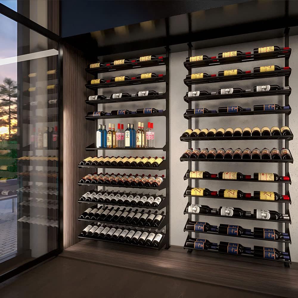 Showcase Wine Display - 84 Bottle Black Metal Rack