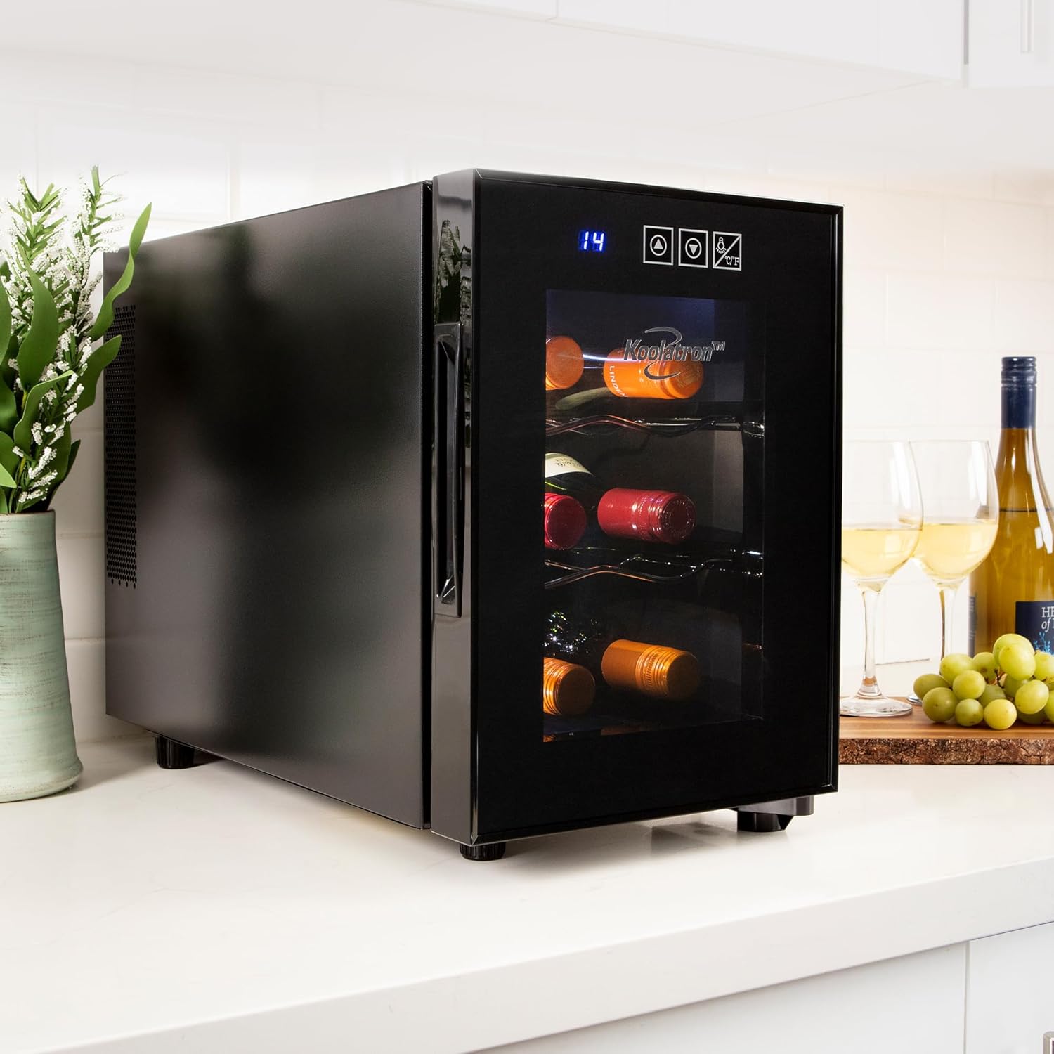 Koolatron 6 Bottle Freestanding Wine Cooler with UV Glass Door