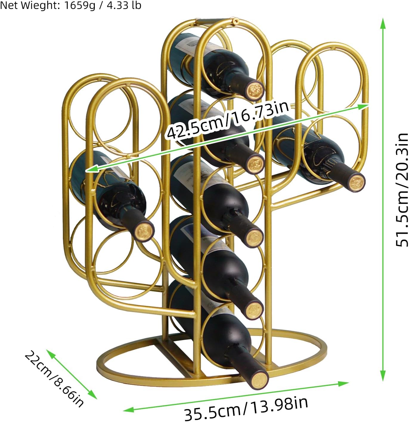 10 Bottles Wine Rack with Cactus Design
