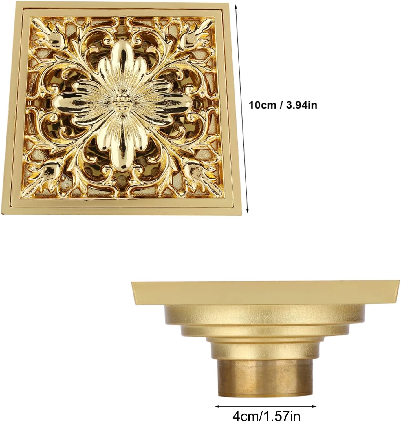 Antique Brass Square Floor Drain with Strainer