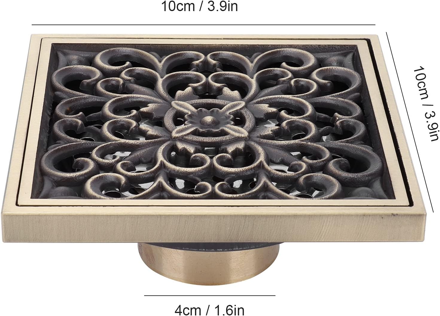 Tomotato Floor Drain 10x10cm Antique Bathroom Shower Strainer Cover Replacement