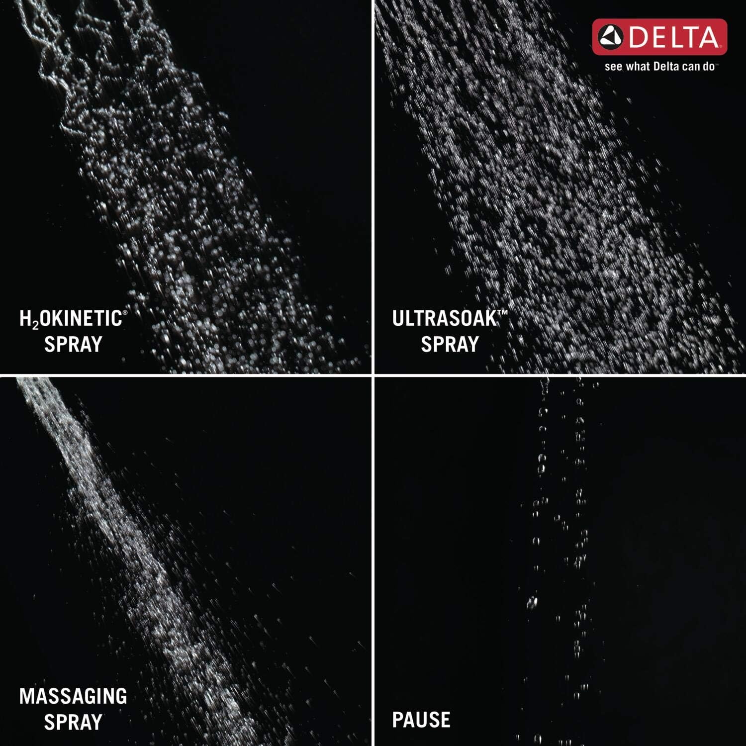 Delta H2Okinetic 4-Setting UltraSoak Shower Head Matte Black 1
