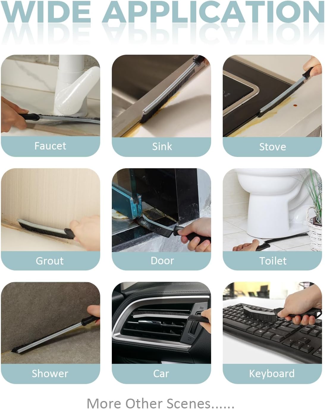 SXhyf Hard Bristle Crevice Cleaning Brush - Multifunctional Gap Tool for Kitchen Bathroom