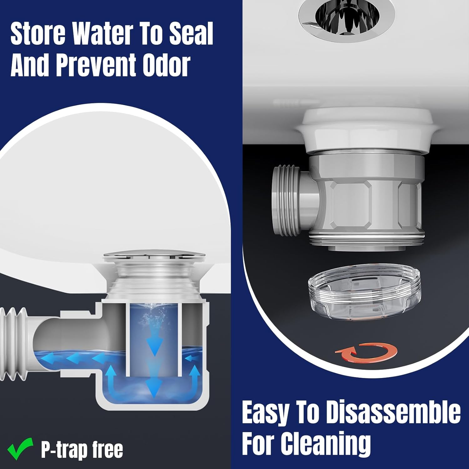 JHBKing Bathroom Sink Drain Kit with Flexible Expandable Pipe 1