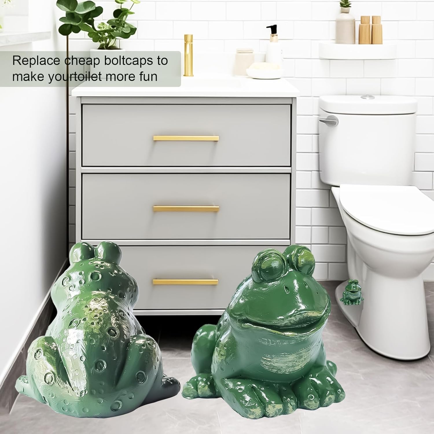Frog Toilet Bolt Caps 2pcs Green Resin