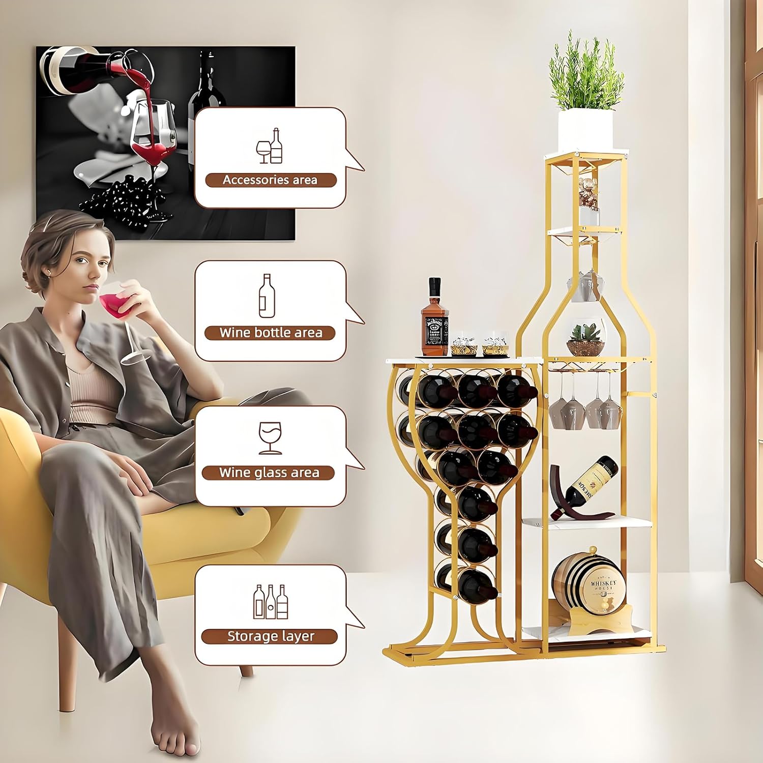 Mantianstar Freestanding Wine Rack with 11 Bottles Capacity