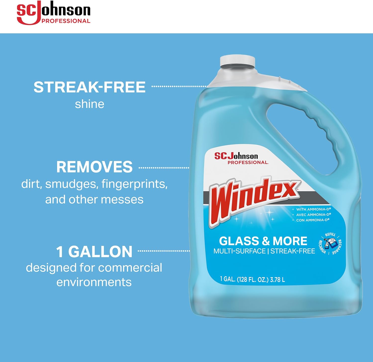 SC Johnson Professional Windex 128 Oz Glass Cleaner