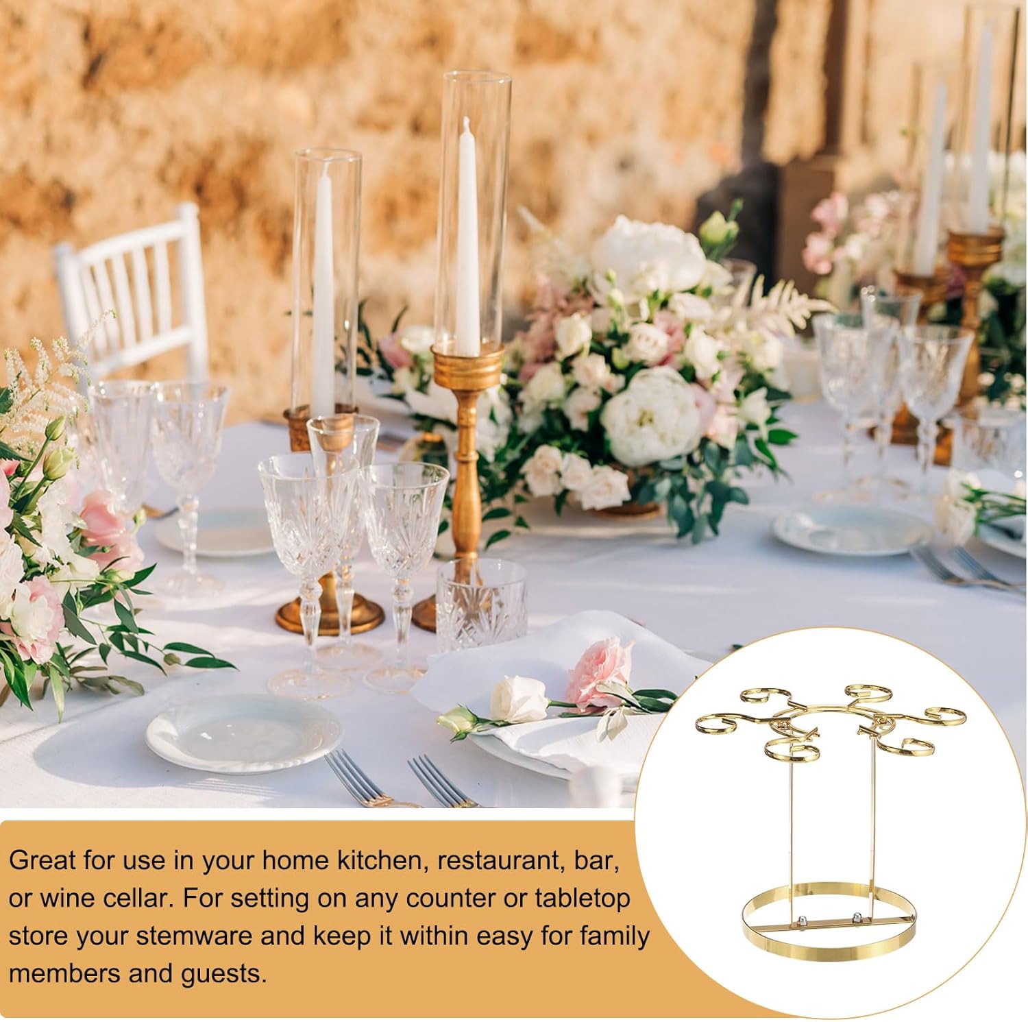 Uxcell Gold Wine Glass Holder with 6 Hooks 1