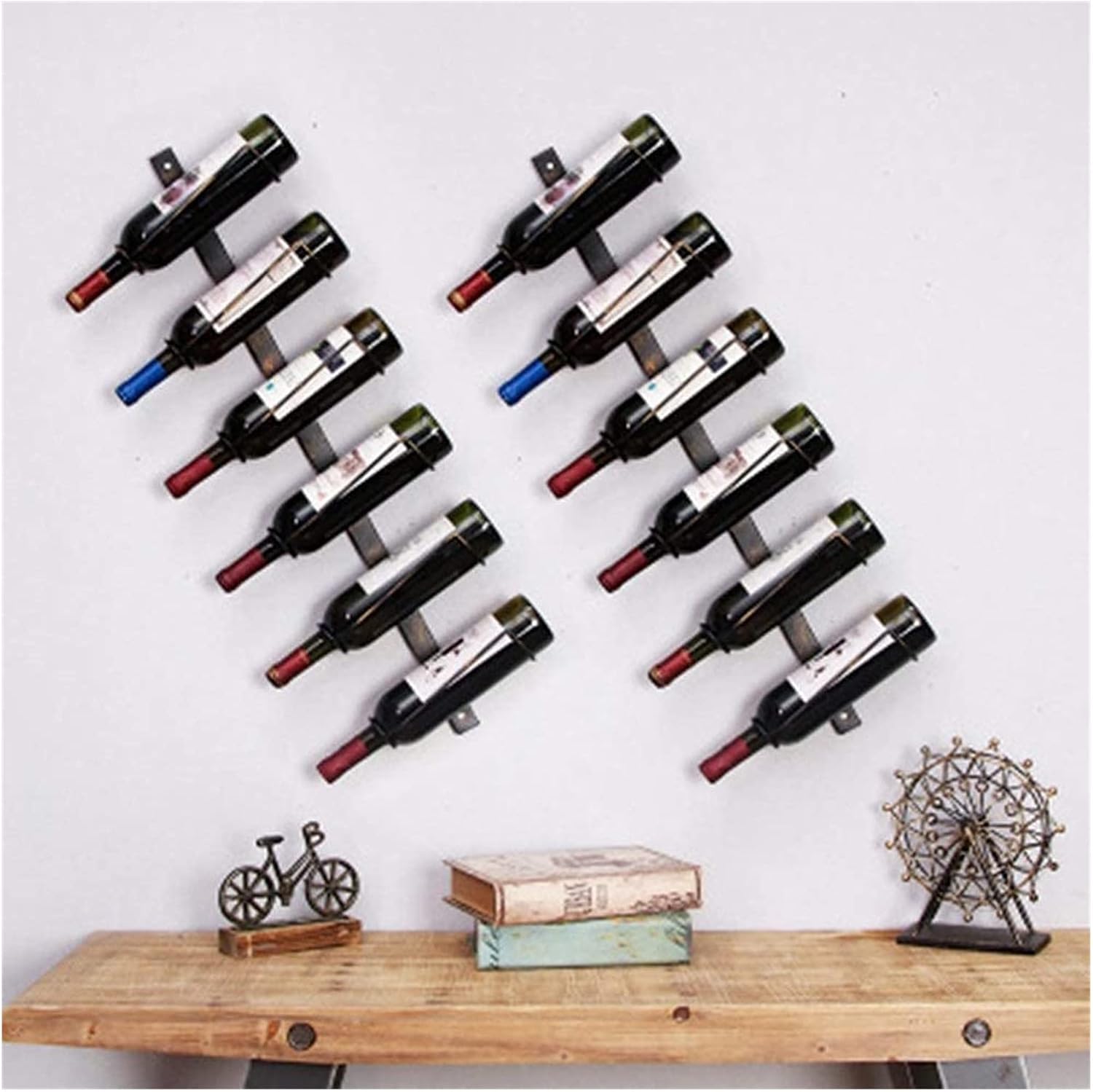 ALDEPO Wall Mounted Wine Rack with Antique Finish