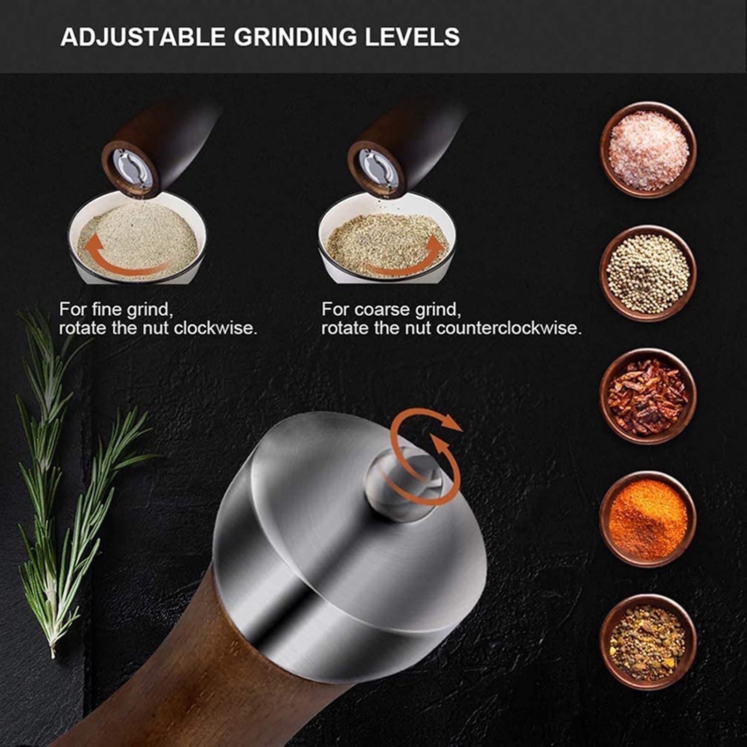 Adjustable Coarseness Spice Grinder Set with Salt and Pepper Mill