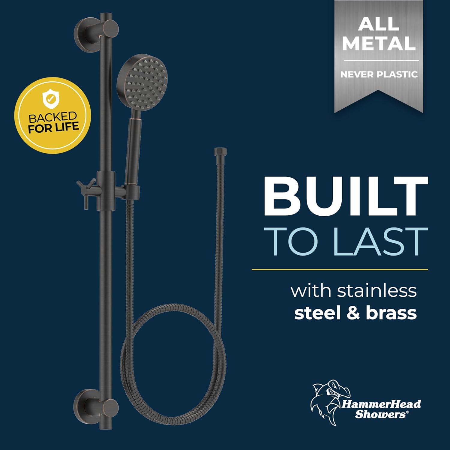 HammerHead Showers All Metal 275 Inch Slide Bar Set with Handheld Shower Head