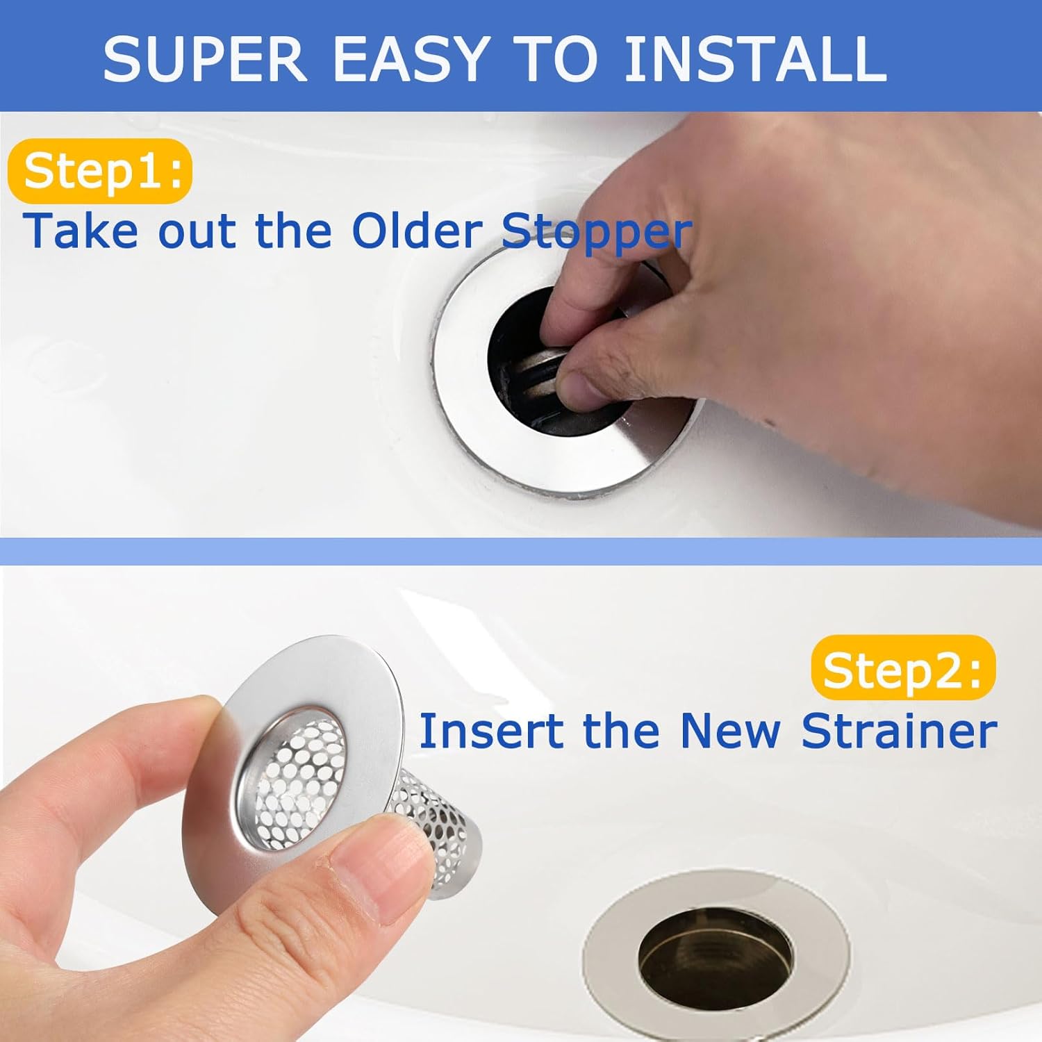 Anteecana 4 PCS Stainless Steel Drain Strainer for Bathroom Sink