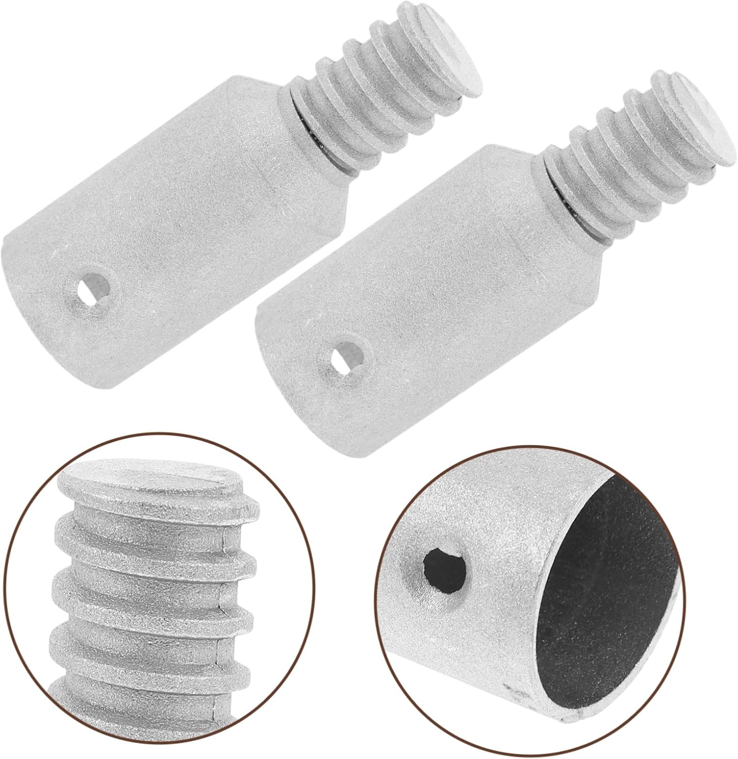 2pcs Metal Threaded Tip Replacement Kit for Broom and Mop Handles