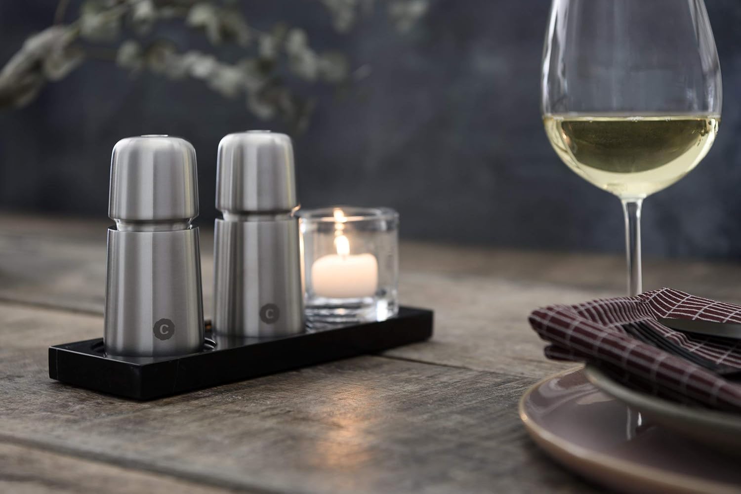 CRUSHGRIND Salt Pepper Mill Tray - Marble 3 Spots Holder