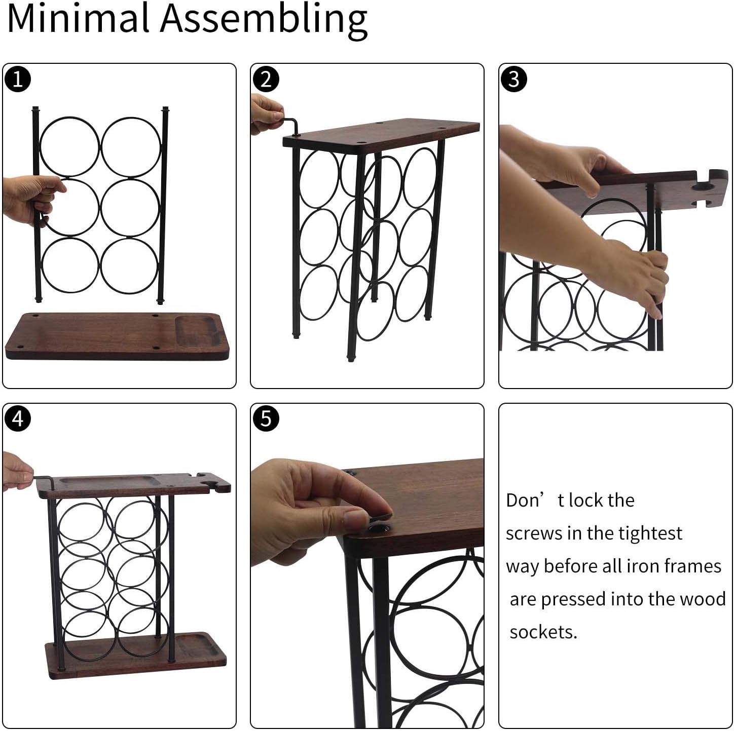 SASIDO Wine Rack with Tray and Glasses Holder