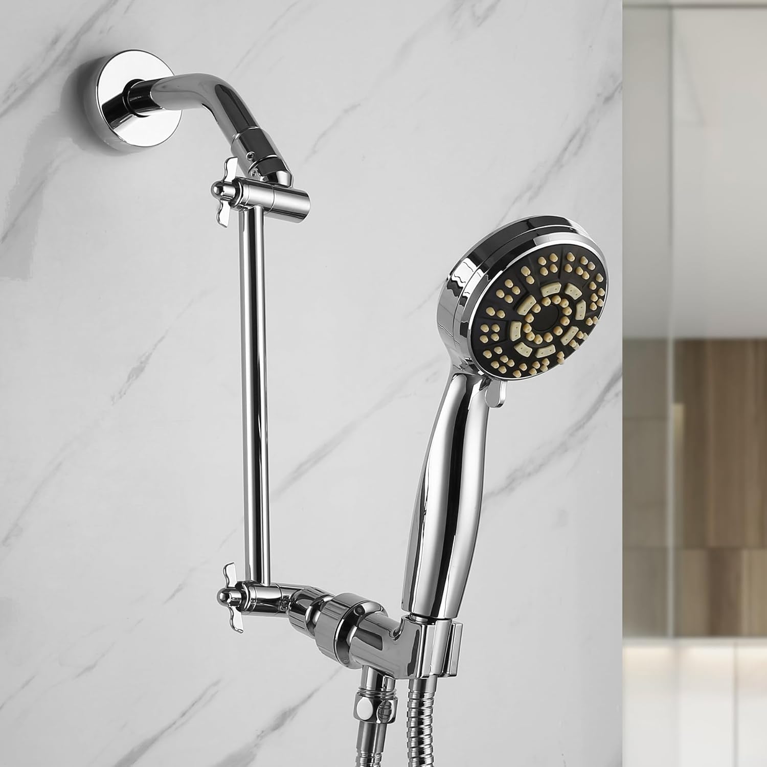 Pichrain Chrome Shower Head Extender - 10 Inch Adjustable G12 Connector
