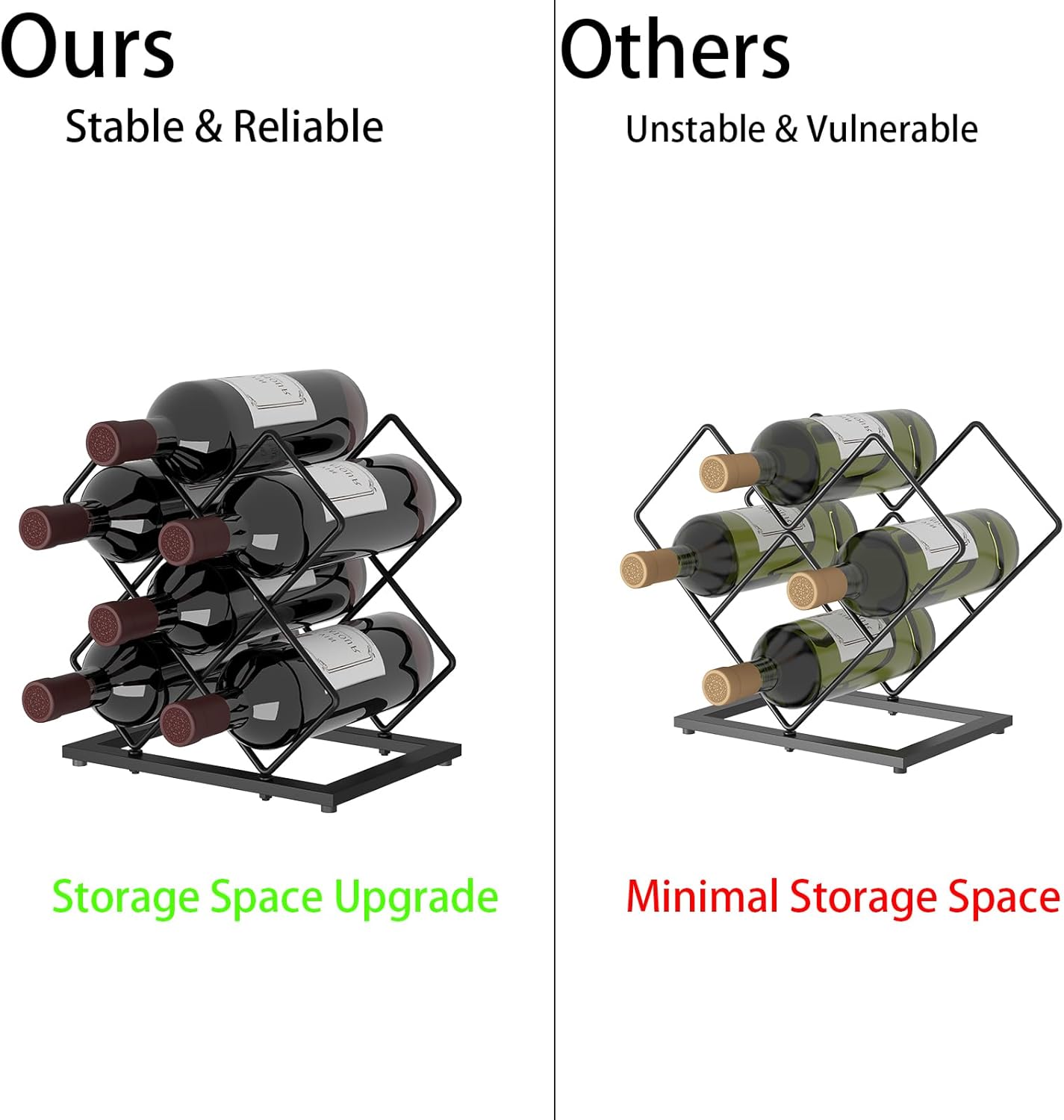 KOKSTOP 6-Bottle Countertop Wine Rack Modern Black Corner Holder