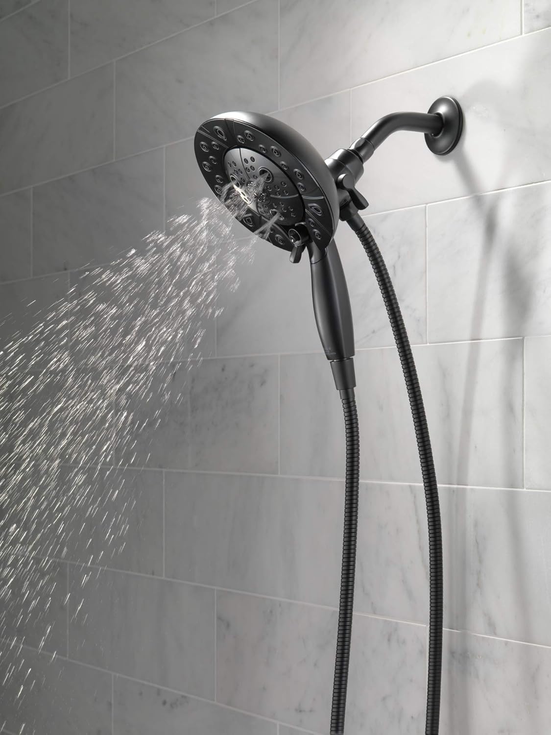Delta H2Okinetic Dual Shower Head with Handheld Matte Black