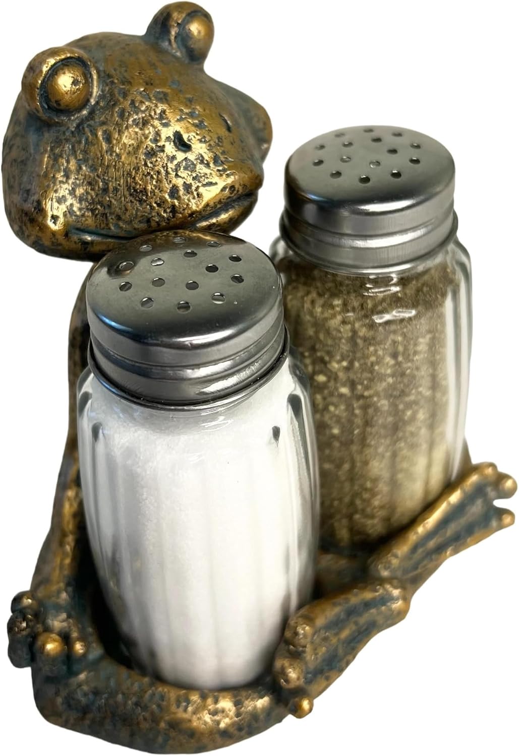 Top Brass Yoga Frog Salt Pepper Set