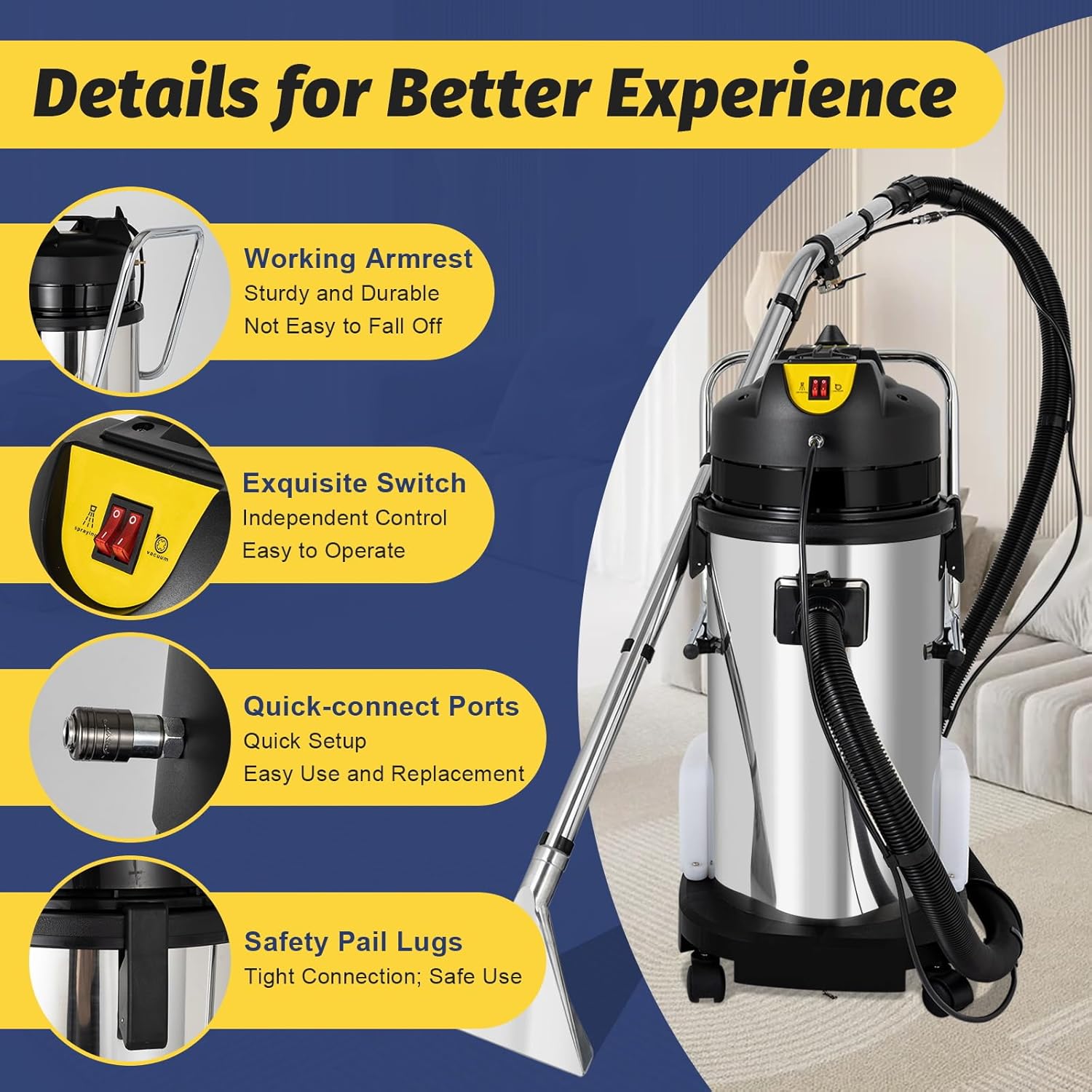 AKSDSGA 1000W 3 in 1 Carpet Cleaner Vacuum Machine
