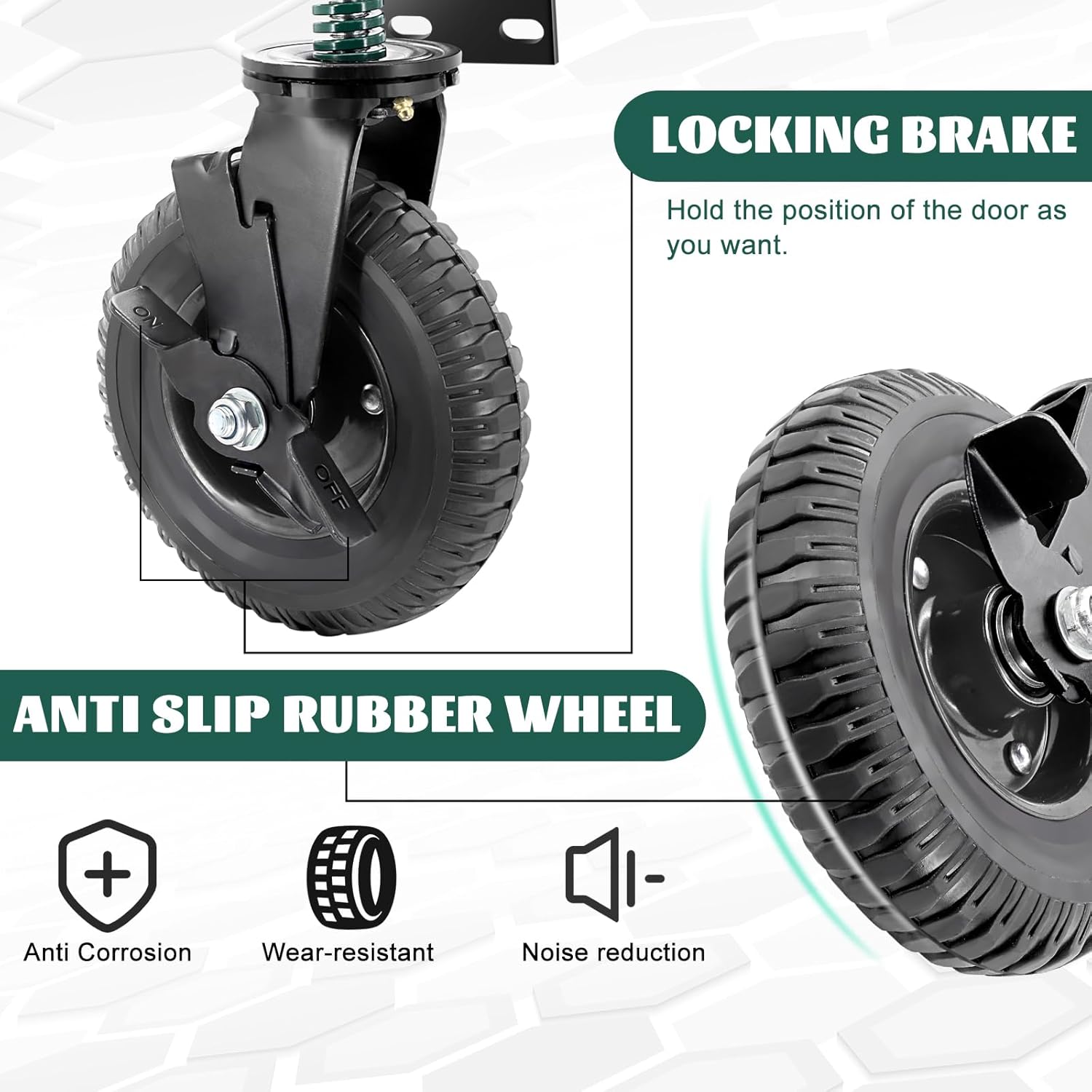8 Inch Heavy Duty Gate Wheels with Brake and 360 Rotation
