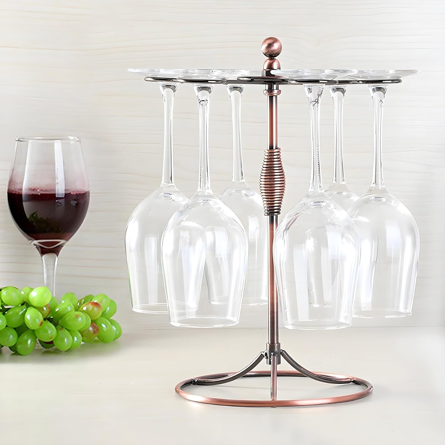 GeLive Bronze Wine Glass Holder Stand 6 Hooks