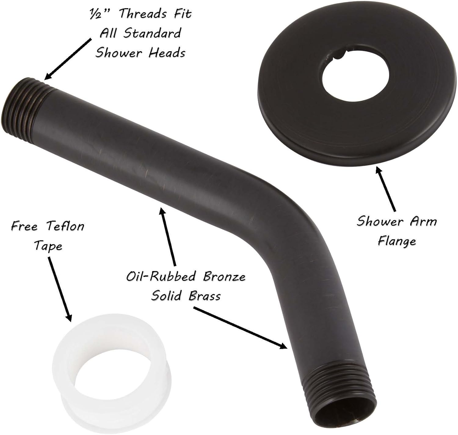 Aqua Elegante 6 Inch Stainless Steel Shower Arm with Flange