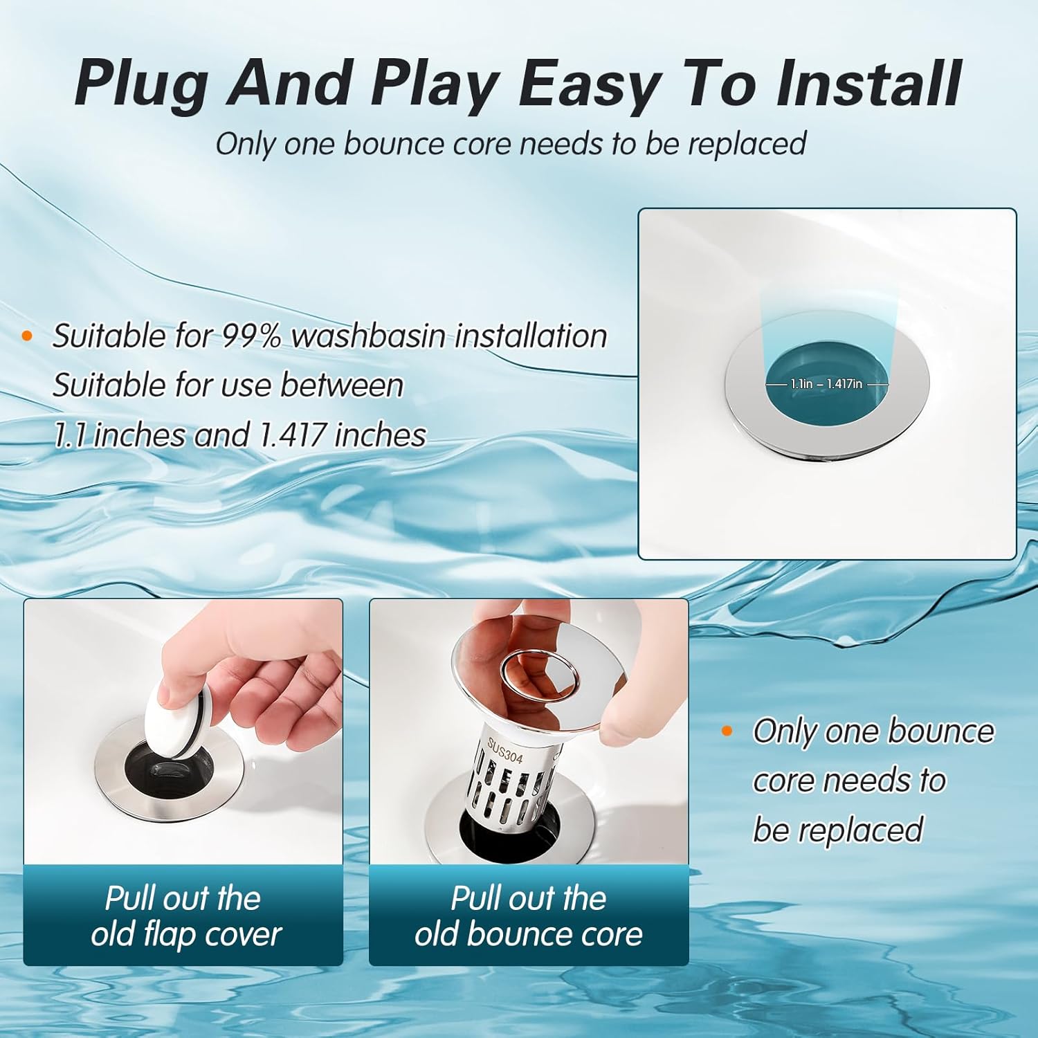ZONCIHO Pop Up Sink Drain Strainer with Stainless Steel Basket