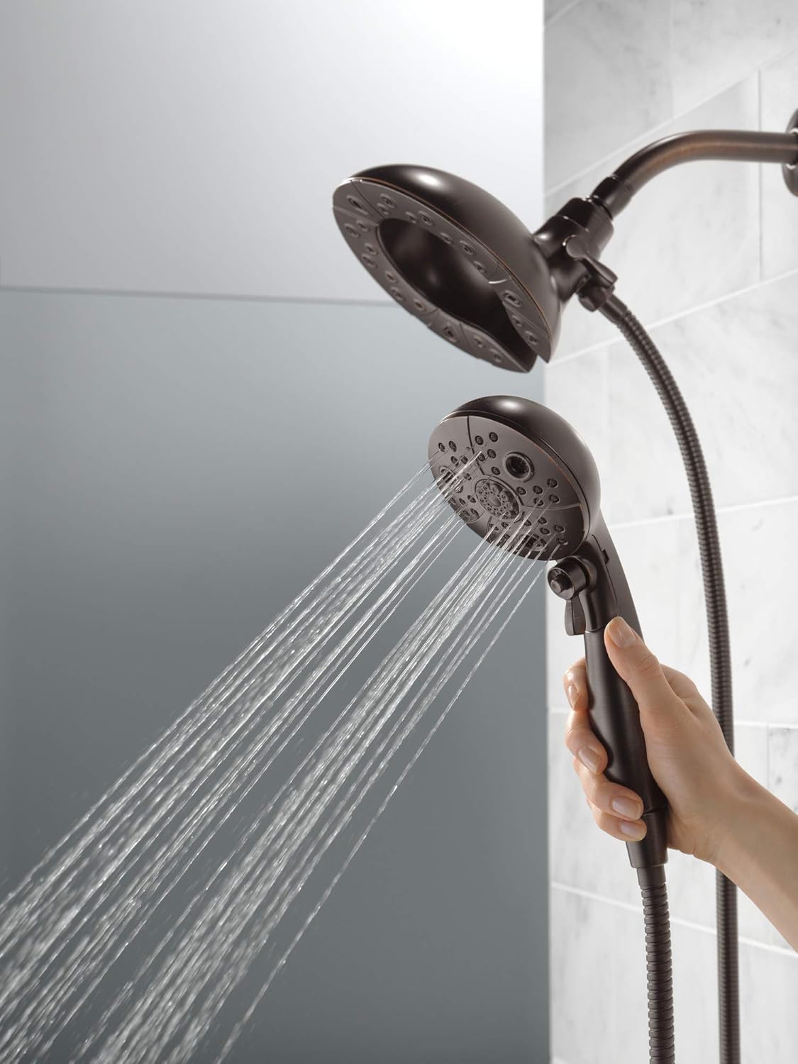 Delta Faucet 5-Spray In2ition Dual Shower Head with Handheld and Hose