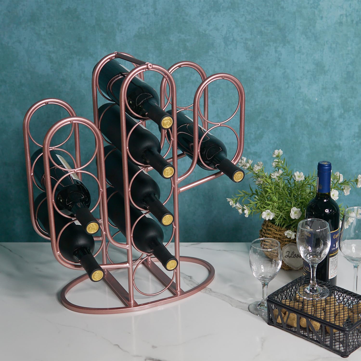 10 Bottles Wine Rack with Cactus Design