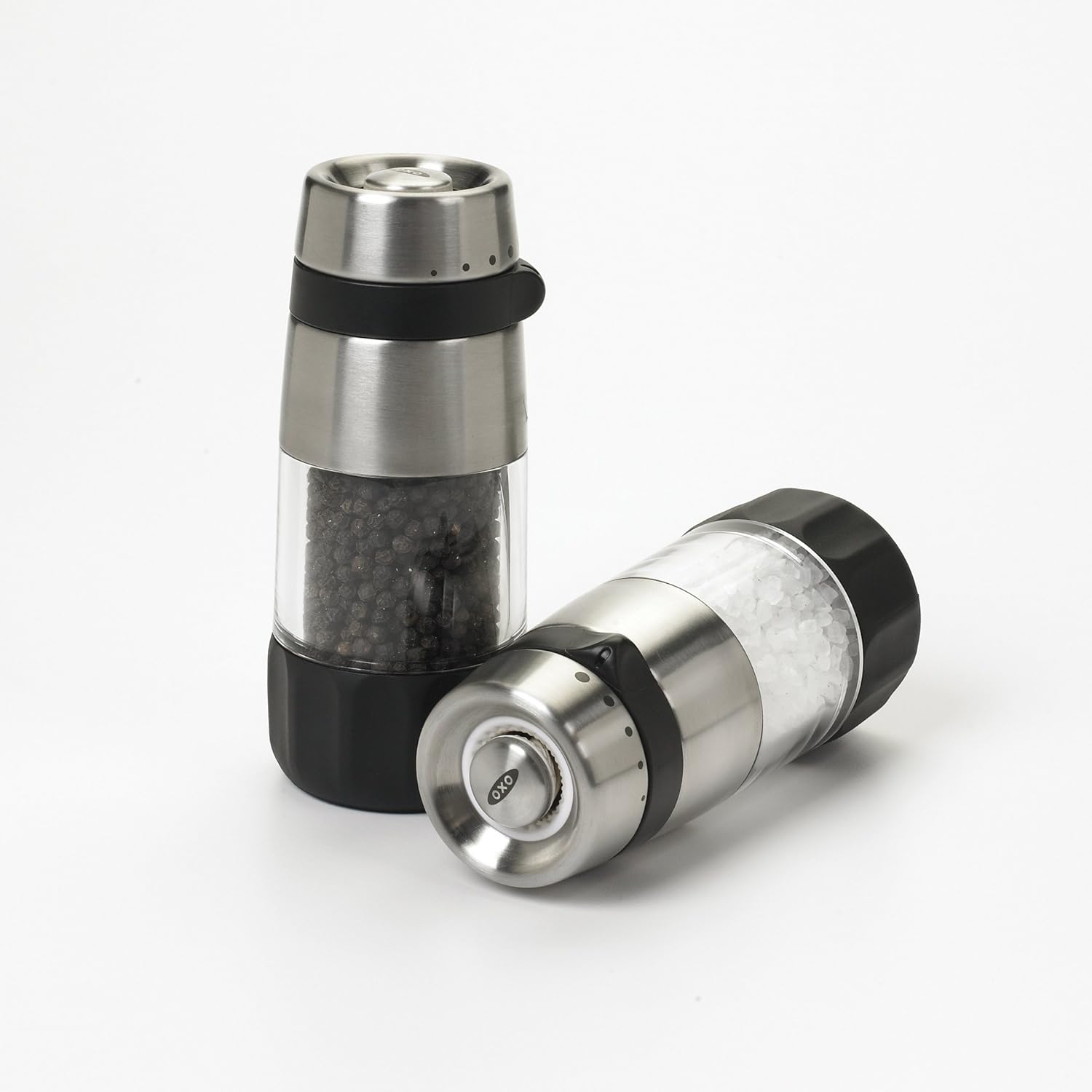 OXO Salt Pepper Grinders with Soap Dispensing Brush Storage